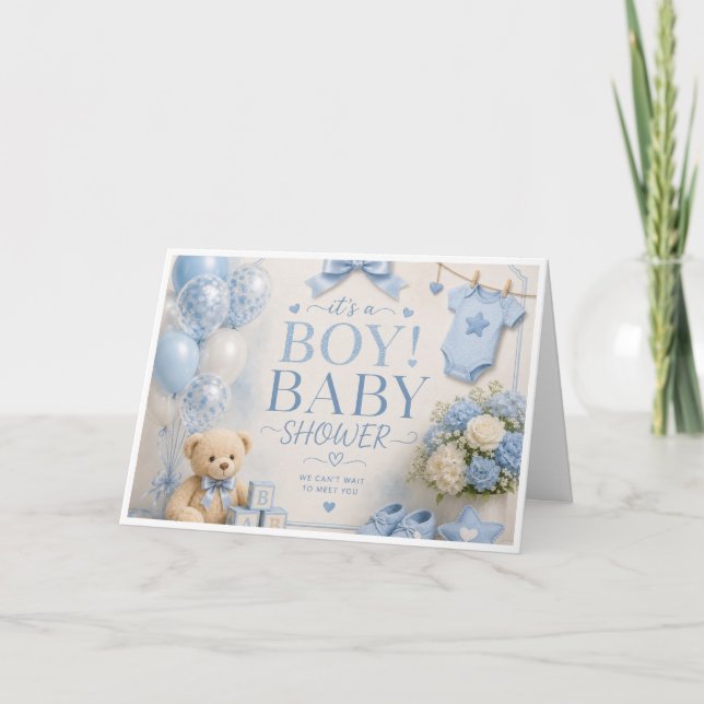 Tarjeta de baby shower de niño (Anverso)