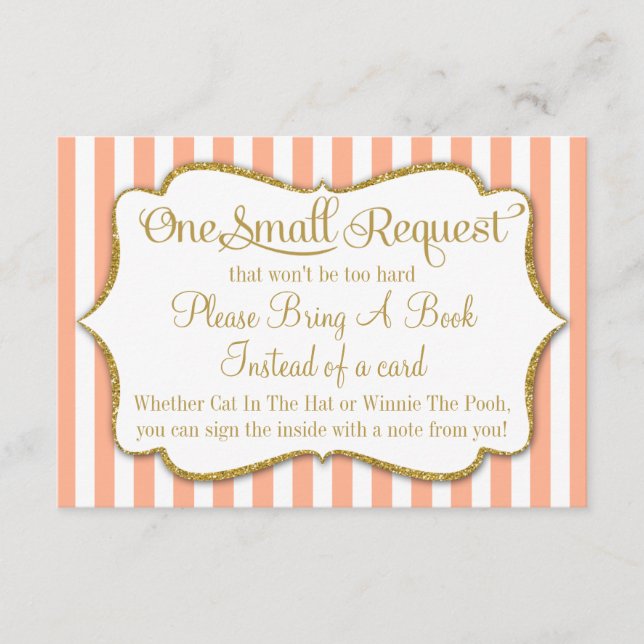 Tarjeta de Baby Shower de oro Peach (Anverso)