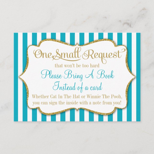 Tarjeta de Baby Shower de oro turquesa para llevar (Anverso)
