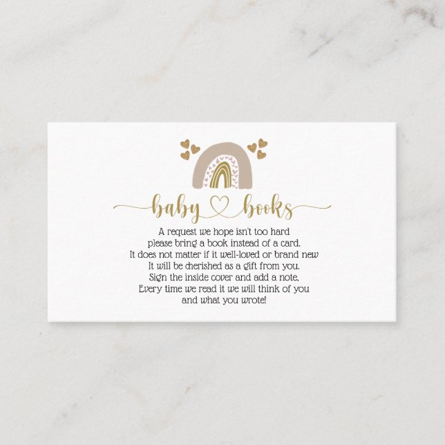 Tarjeta de Baby Shower de solicitud de libro de ar (Anverso)