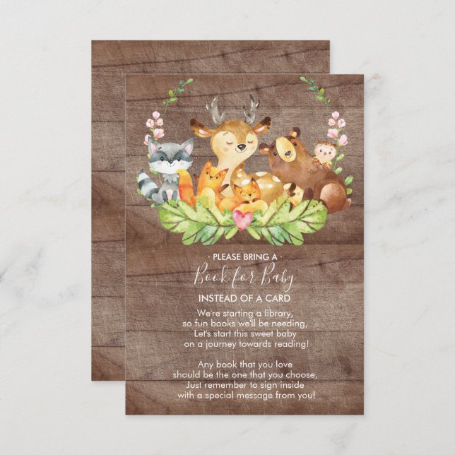 Tarjeta de Baby Shower de Woodland Animals para be (Anverso / Reverso)