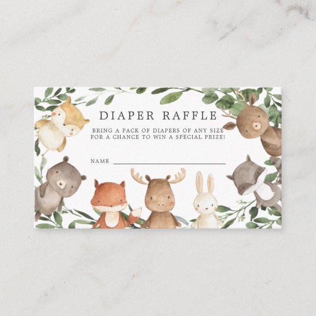 Tarjeta de Baby Shower de Woodland Friends Diaper  (Anverso)