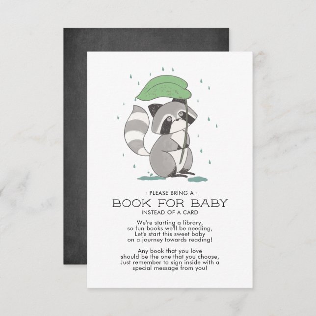 Tarjeta de Baby Shower de Woodland Raccoon para be (Anverso / Reverso)