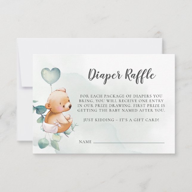 Tarjeta de Baby Shower Diaper Raffle (Anverso)