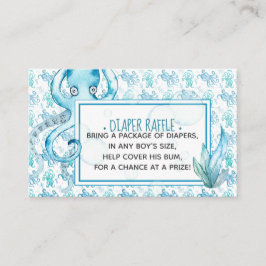 Tarjeta de Baby Shower Diaper Raffle Cute Blue Oct