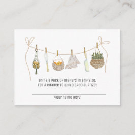 Tarjeta de Baby Shower Diaper Raffle Cute Little C