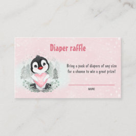 Tarjeta de Baby Shower Diaper Raffle Cute Penguin
