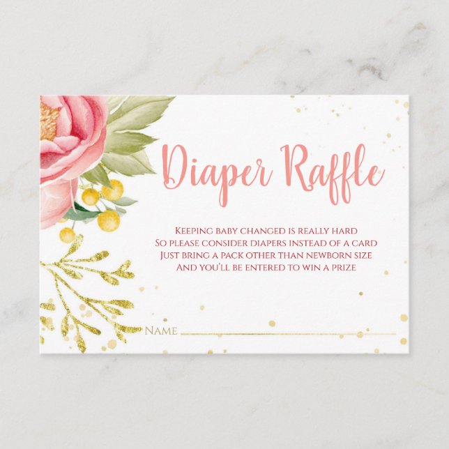 Tarjeta de Baby Shower Diaper Raffle de Elefante R (Anverso)