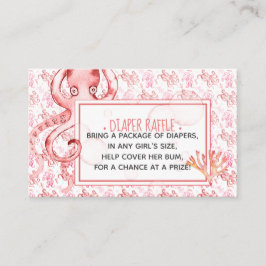 Tarjeta de Baby Shower Diaper Raffle de pulpo rosa