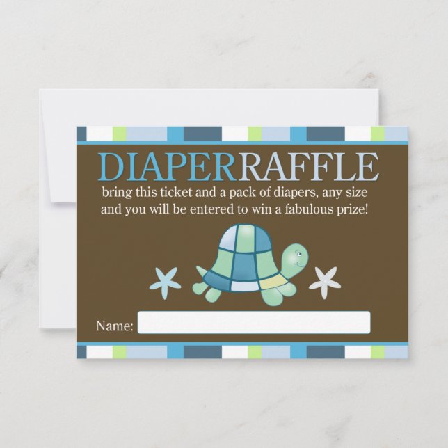 Tarjeta de Baby Shower Diaper Raffle de Turtle Bay (Anverso)