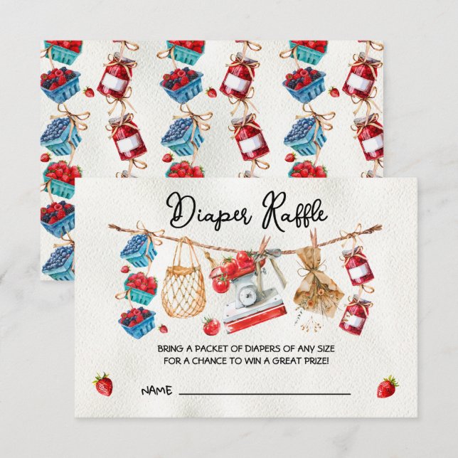 Tarjeta de Baby Shower Diaper Raffle para agricult (Anverso / Reverso)