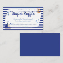 Tarjeta de Baby Shower Diaper Raffle Sailor Marine