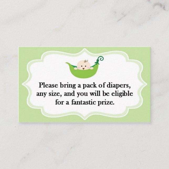 Tarjeta de Baby Shower Diaper Raffle Sweet Pea (Anverso)