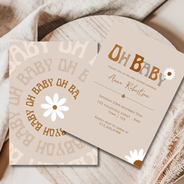 Tarjeta de baby shower Editable Boho Oh Baby (Subido por el creador)