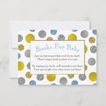 Tarjeta de Baby Shower Gold Silver Blue Dots