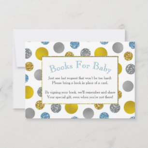 Tarjeta de Baby Shower Gold Silver Blue Dots