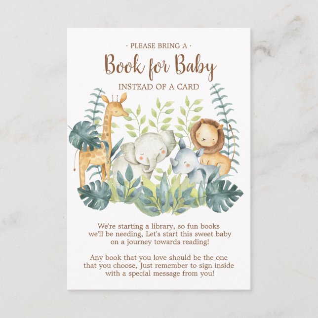 Tarjeta de Baby Shower "Jungle Animals" para bebés (Anverso)
