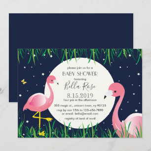 Tarjeta de Baby Shower Midnight Blue Moon Star Fla