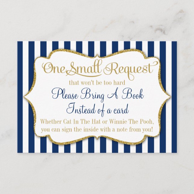Tarjeta de Baby Shower Navy Blue Gold para llevar  (Anverso)