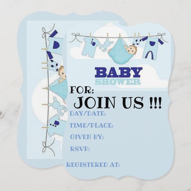 tarjeta de baby shower  NIÑO AZUL (Anverso / Reverso)