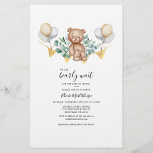 Tarjeta de Baby Shower para ecología del oso presu
