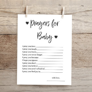 Tarjeta de Baby Shower para las oraciones de los c