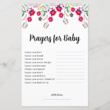 Tarjeta de Baby Shower para las oraciones florales