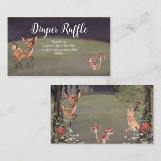 Tarjeta de Baby Shower Raffle de Woodland Encantad (Anverso / Reverso)