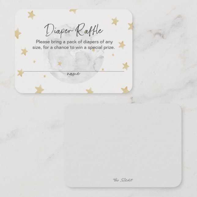 Tarjeta de Baby Shower Raffle Neutral Diaper Estre (Anverso / Reverso)