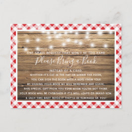 Tarjeta de Baby Shower Red Gingham Rustic Wood