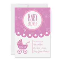 Tarjeta de Baby Shower Rosa 'Es una Niña' | Bebé A