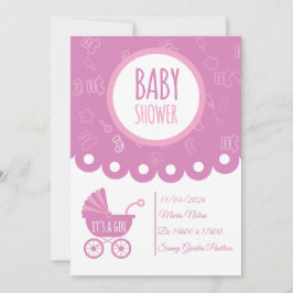 Tarjeta de Baby Shower Rosa 'Es una Niña' | Bebé A