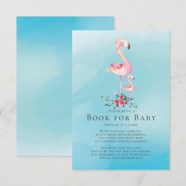 Tarjeta de Baby Shower rosa para el Flamingo (Anverso / Reverso)