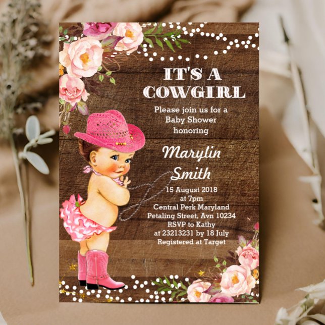 Tarjeta de Baby Shower Rustic Cowgirl (Subido por el creador)