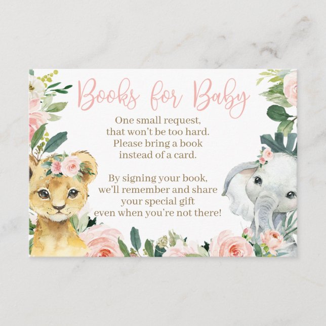 Tarjeta de Baby Shower Safari Animals para Chica (Anverso)