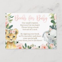 Tarjeta de Baby Shower Safari Animals para Chica