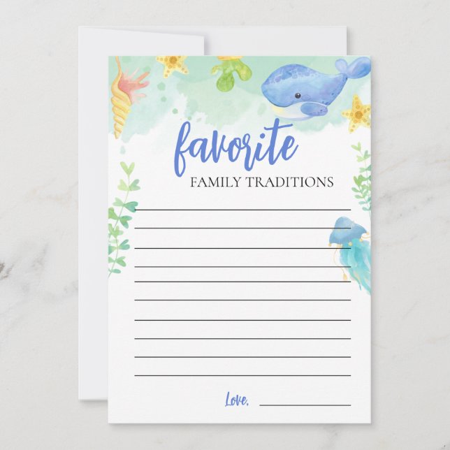 Tarjeta de Baby Shower Tradiciones familiares bajo (Anverso)