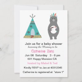 Tarjeta de Baby Shower tribal Bear