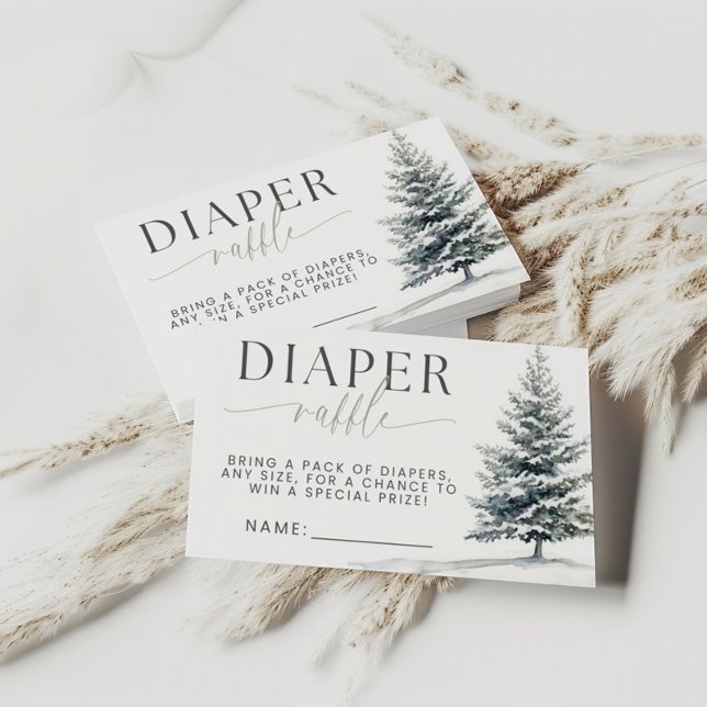 Tarjeta de Baby Shower Winter Pine Diaper Raffle (Subido por el creador)