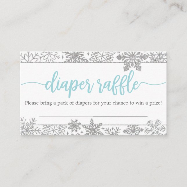 Tarjeta de Baby Shower Winter Snowflake Diaper Raf (Anverso)
