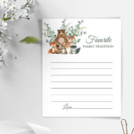 Tarjeta de Baby Shower Woodland Family Traditions