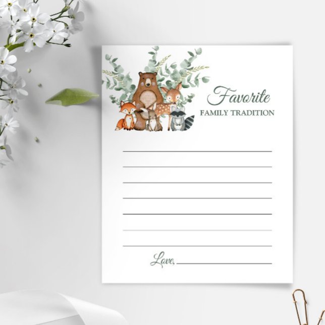 Tarjeta de Baby Shower Woodland Family Traditions (Subido por el creador)