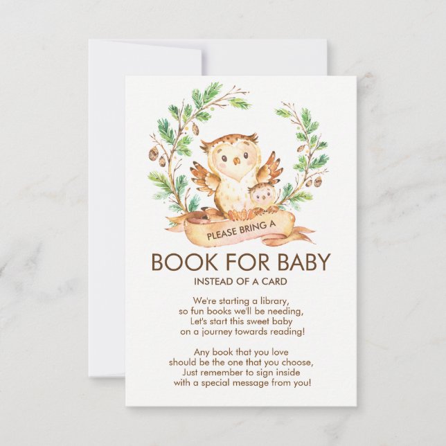 Tarjeta de Baby Shower Woodland Owl para bebé (Anverso)