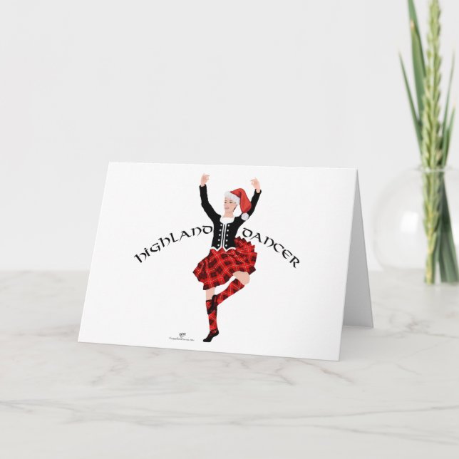 Tarjeta de bailarín escocés Highland navidades (Anverso)
