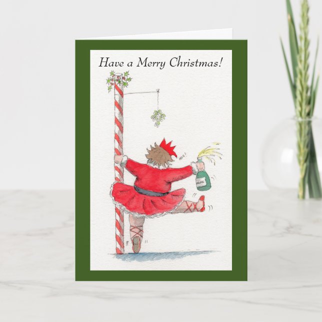 Tarjeta de bailarina ebria de navidades (Anverso)