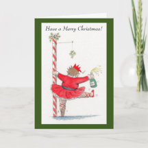 Tarjeta de bailarina ebria de navidades