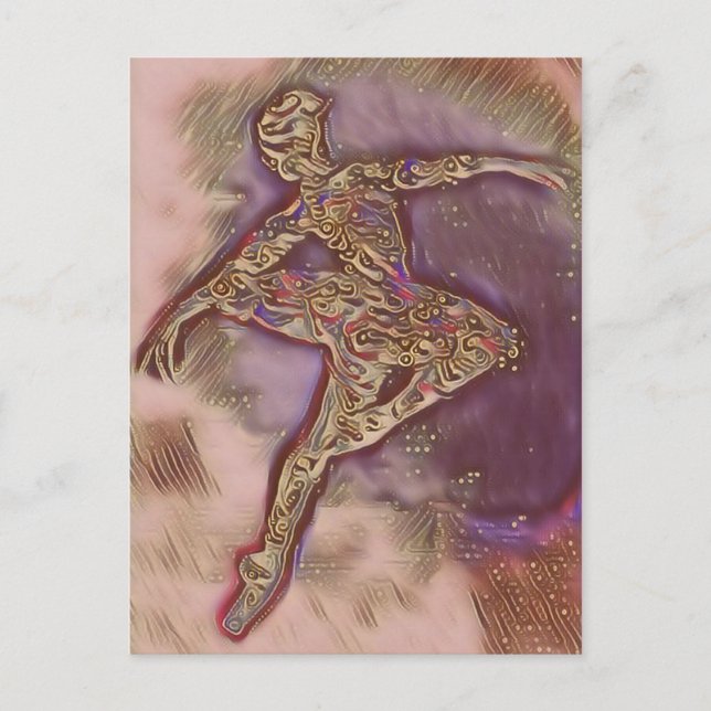 Tarjeta de bailarina rosa y dorada abstracta (Anverso)