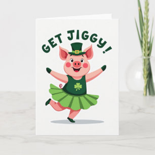 Tarjeta de Baile de Cerdito Afortunado