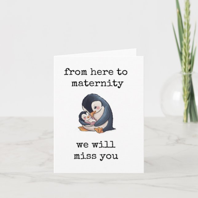 Tarjeta de baja por maternidad, linda, te extrañar (Anverso)
