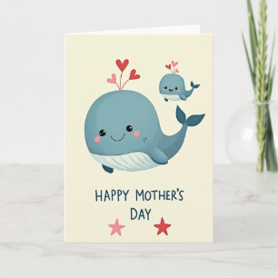 Tarjeta de ballena del día de las madres dulce